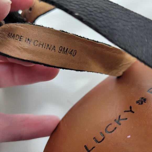 Lucky Brand Women's Jenepper Platform Wedge Sandals Black Leather Size 9 - Picture 8 of 11